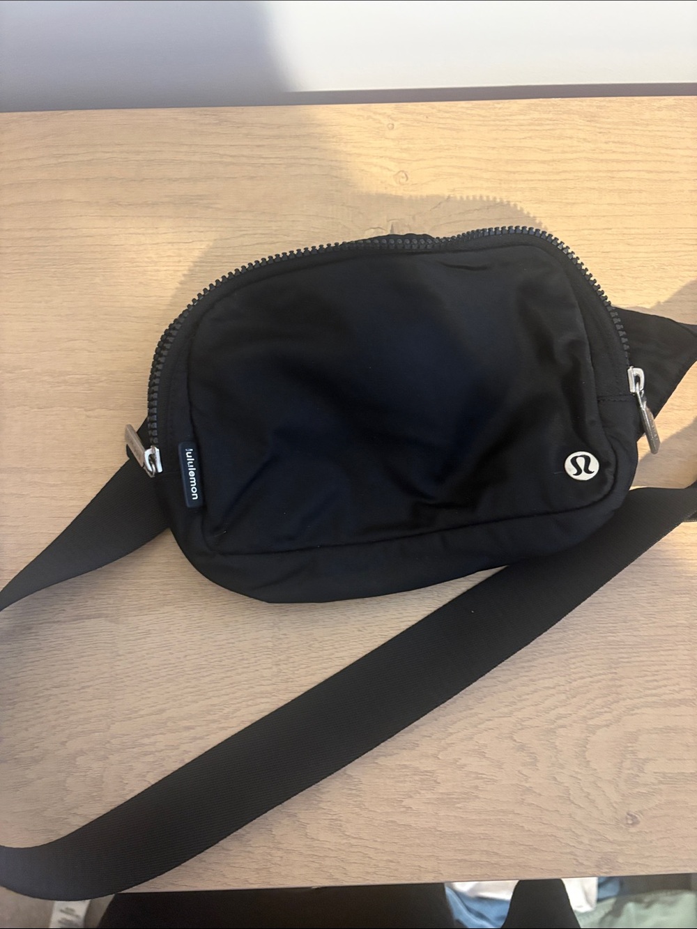 lululemon athletica Black Waist Bag with Silver Accents